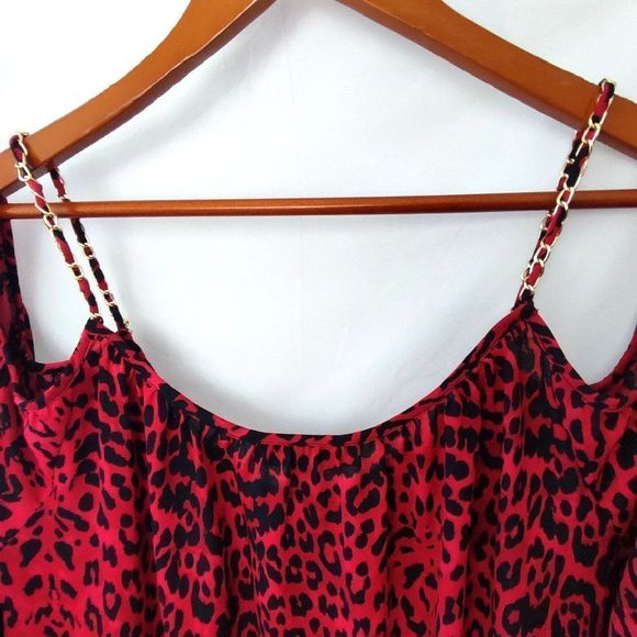 INC International Concepts Cold Shoulder Blouse Animal Print Top Red 3X - Picture 5 of 8